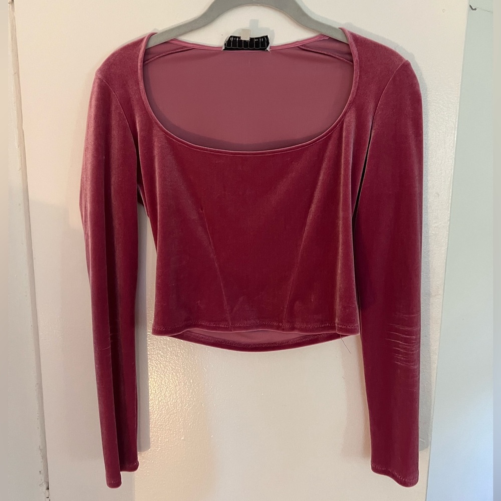 Fluer du mal crushed velvet pink top